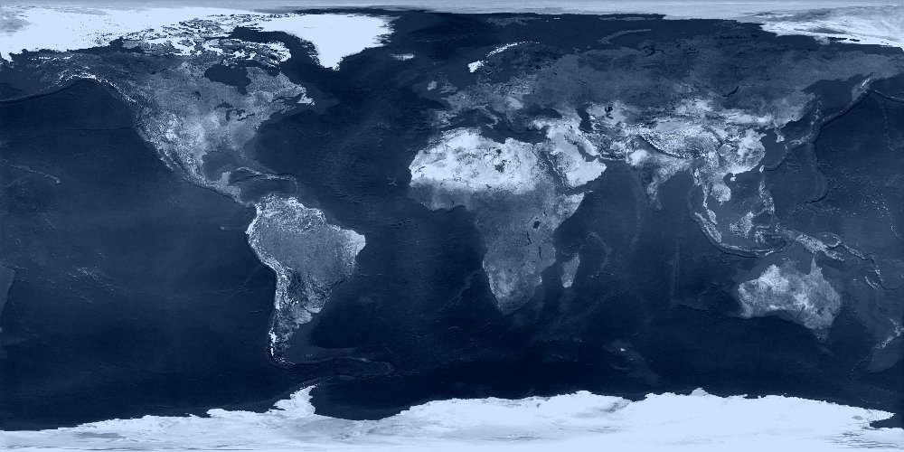 Physical blue-shade world map B2