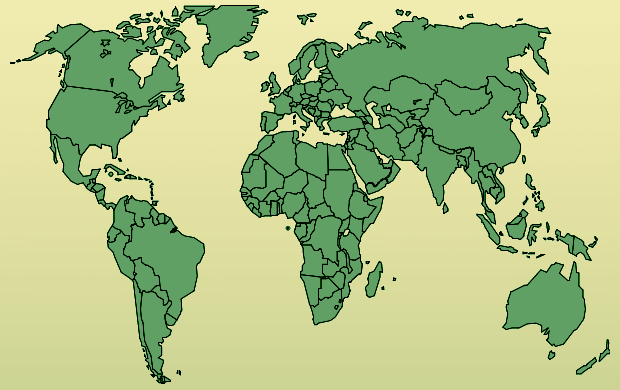 Political green yellow-gradient world map ( A3 )