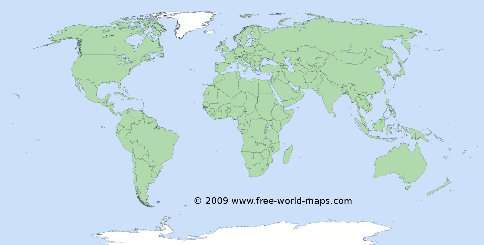 Printable blank world map with country borders C1