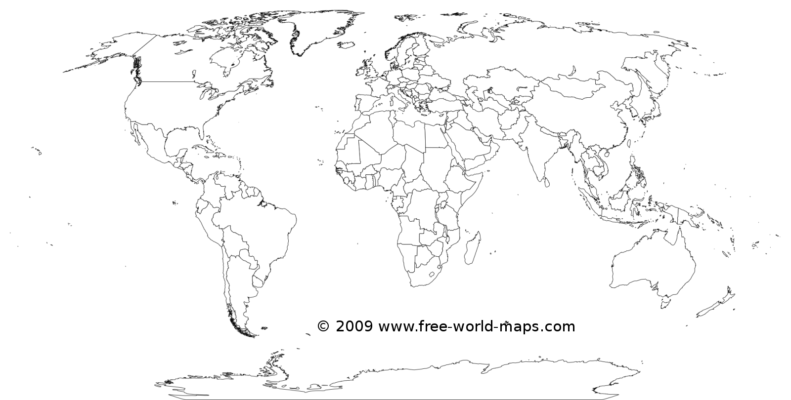 Printable white-transparent political blank world map C3