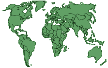 A political world map with transparent water areas